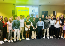 25 visiting graduate students and faculty from the Virginia Commonwealth University Center for Sport Leadership Program with Arthur Ashe Legacy Program Director Dr. Patricia A. Turner and oral historian Chinyere Nwonye